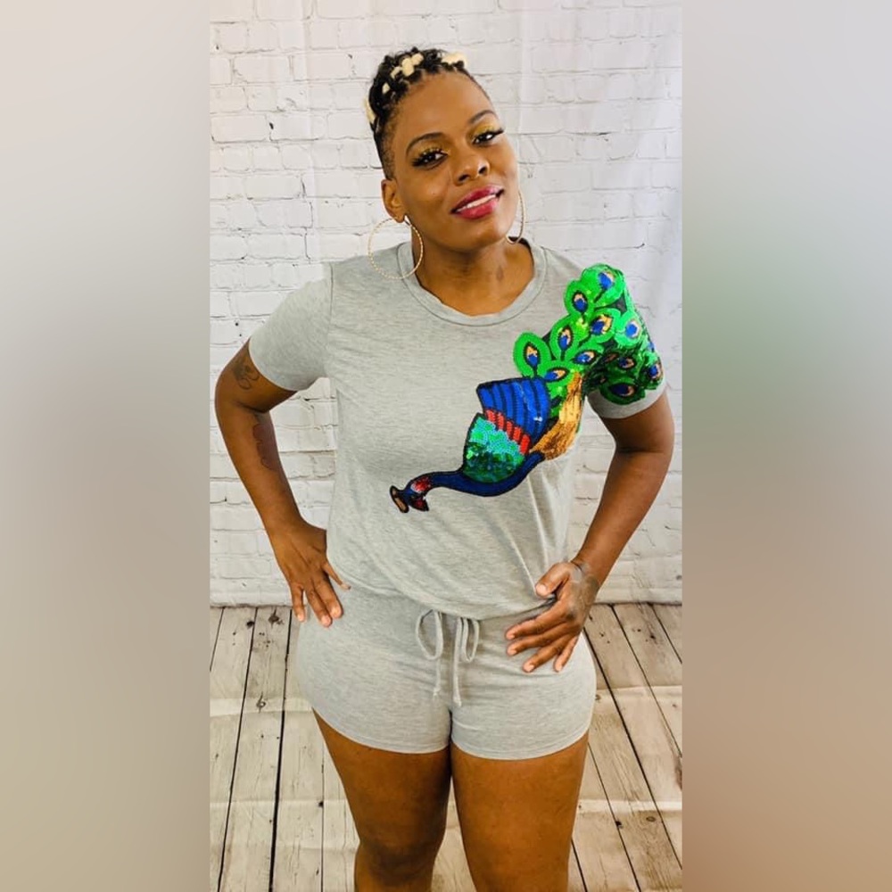 Royal Peacock two piece short and top set